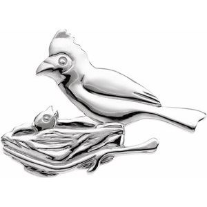 Sterling Silver 39.5x28.25 mm Cardinal Brooch