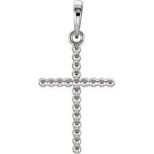 Load image into Gallery viewer, 14K White 17.5x12.1 mm Beaded Cross Pendant
