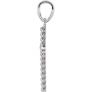 14K White 17.5x12.1 mm Beaded Cross Pendant