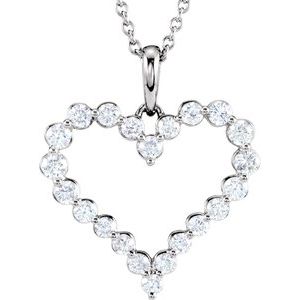 14K Rose 1 CTW Diamond Heart 18" Necklace