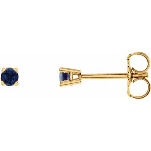 14K Yellow 2.5 mm Round Chatham¬Æ Created Blue Sapphire Earrings