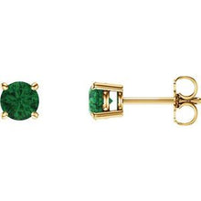 Load image into Gallery viewer, 14K Yellow 5 mm Round Emerald Earrings

