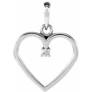 Sterling Silver .025 CTW Diamond Heart Pendant