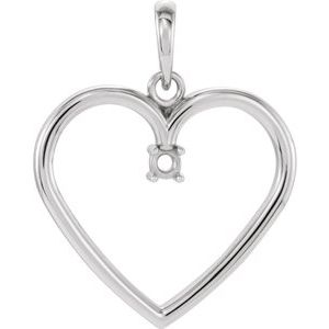 10K White 2 mm Heart Pendant Mounting