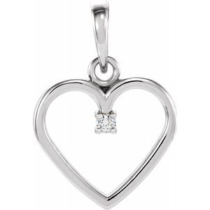 Sterling Silver .02 CTW Diamond Heart Pendant