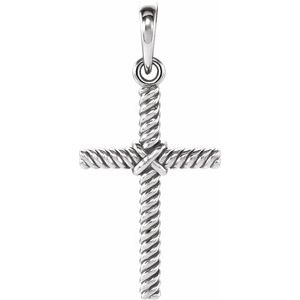 14K Yellow 13.5x8.6 mm Rope Cross Pendant