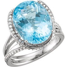 Load image into Gallery viewer, 14K Yellow Swiss Blue Topaz &amp; 1/2 CTW Diamond Spiral Ring
