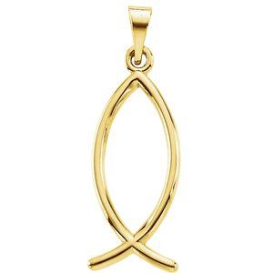 10K Yellow 20x7 mm Ichthus (Fish) Pendant