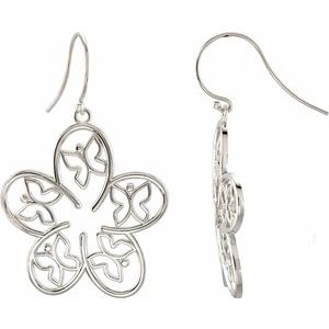 Sterling Silver Flower & Butterfly Earrings