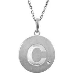 Sterling Silver .005 CTW Diamond Initial I 18" Necklace