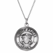 Load image into Gallery viewer, Sterling Silver 18 mm Round St. Christopher Medal U.S. Navy Medal 18&quot; Necklace
