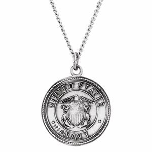 Sterling Silver 18 mm Round St. Christopher Medal U.S. Navy Medal 18