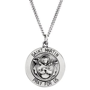 Sterling Silver 18 mm Round St. Martin de Porres Medal