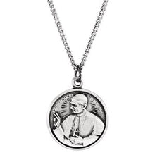 Charger l&#39;image dans la galerie, Sterling Silver 25 mm Round Pope John Paul II 18&quot; Necklace
