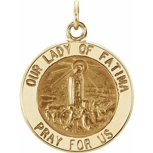 Sterling Silver 18 mm Round Our Lady of Fatima 18" Necklace