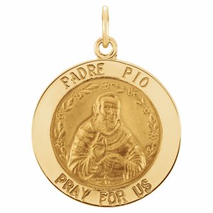 Sterling Silver 18 mm Round St. Padre Pio 18" Necklace