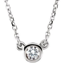 Load image into Gallery viewer, Sterling Silver 4 mm Round Imitation Diamond Bezel-Set Solitaire 16&quot; Necklace
