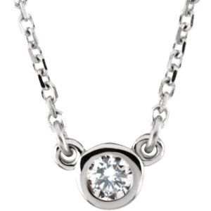 Sterling Silver 4 mm Round Imitation Diamond Bezel-Set Solitaire 16