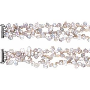 Sterling Silver Freshwater Cultured Keshi Pearl 7.5" Bracelet
