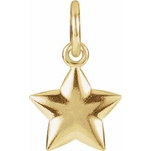 14K White 15.75x9.75 mm Puffed Star Charm with Jump Ring