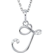 Charger l&#39;image dans la galerie, Sterling Silver .03 CTW Diamond Initial J 18&quot; Necklace
