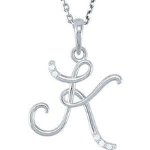 Charger l&#39;image dans la galerie, Sterling Silver .03 CTW Diamond Initial K 18&quot; Necklace
