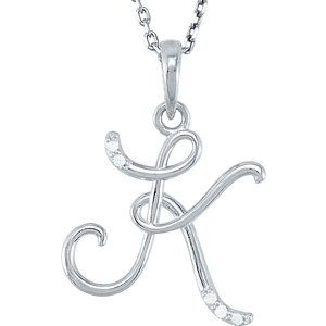 Sterling Silver .03 CTW Diamond Initial K 18