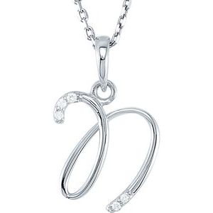 Sterling Silver .03 CTW Diamond Initial N 18" Necklace