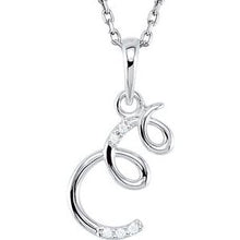 Charger l&#39;image dans la galerie, Sterling Silver .03 CTW Diamond Initial E 18&quot; Necklace
