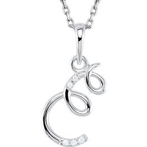 Sterling Silver .03 CTW Diamond Initial E 18
