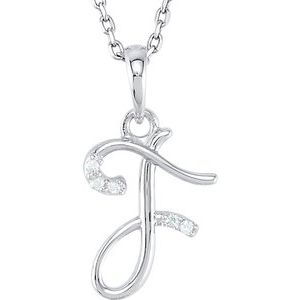 Sterling Silver .03 CTW Diamond Initial F 18
