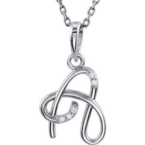 Sterling Silver .03 CTW Diamond Initial A 18