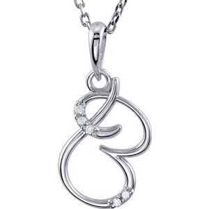 Sterling Silver .03 CTW Diamond Initial B 18" Necklace