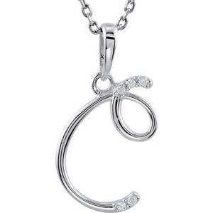 Sterling Silver .03 CTW Diamond Initial C 18