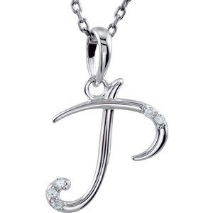 Sterling Silver .03 CTW Diamond Initial P 18