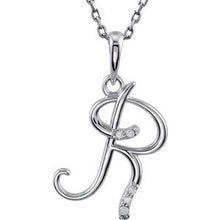 Charger l&#39;image dans la galerie, Sterling Silver .03 CTW Diamond Initial R 18&quot; Necklace
