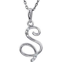Charger l&#39;image dans la galerie, Sterling Silver .03 CTW Diamond Initial S 18&quot; Necklace
