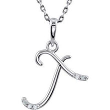 Charger l&#39;image dans la galerie, Sterling Silver .03 CTW Diamond Initial T 18&quot; Necklace
