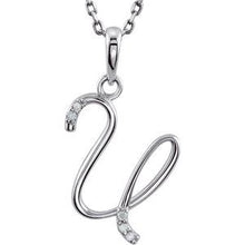 Charger l&#39;image dans la galerie, Sterling Silver .03 CTW Diamond Initial U 18&quot; Necklace
