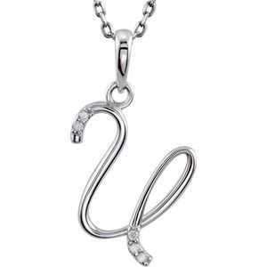 Sterling Silver .03 CTW Diamond Initial U 18