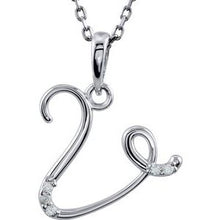 Load image into Gallery viewer, Sterling Silver .03 CTW Diamond Initial V 18&quot; Necklace
