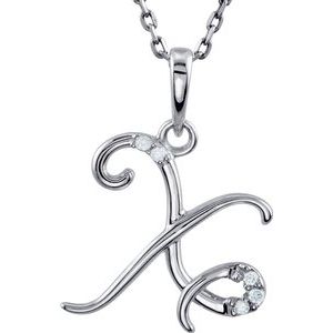 Sterling Silver .03 CTW Diamond Initial X 18