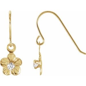 14K Yellow 2 mm Round Cubic Zirconia Youth Daisy Earrings