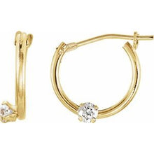 Load image into Gallery viewer, 14K Yellow 2.5 mm Round Cubic Zirconia Youth Hinged Hoop Earrings
