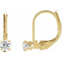 Load image into Gallery viewer, 14K Yellow 2 mm Round Cubic Zirconia Youth Lever Back Earrings
