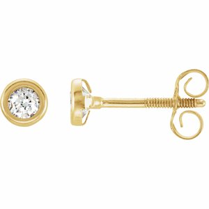 14K Yellow 3 mm Round Cubic Zirconia Youth Bezel-Set Stud Earrings