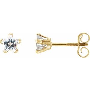 14K Yellow 4x4 mm Cubic Zirconia Youth Star Earrings