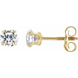 14K Yellow 4 mm Round Cubic Zirconia Youth Stud Earrings