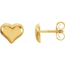 Load image into Gallery viewer, 14K Yellow Puffed Heart Earrings
