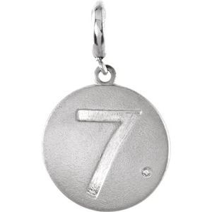 Sterling Silver .005 CT Diamond "7" Disc Charm